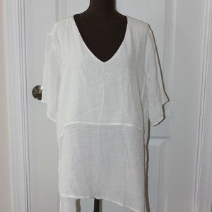 Avenue White Linen Tunic  Size 22/24